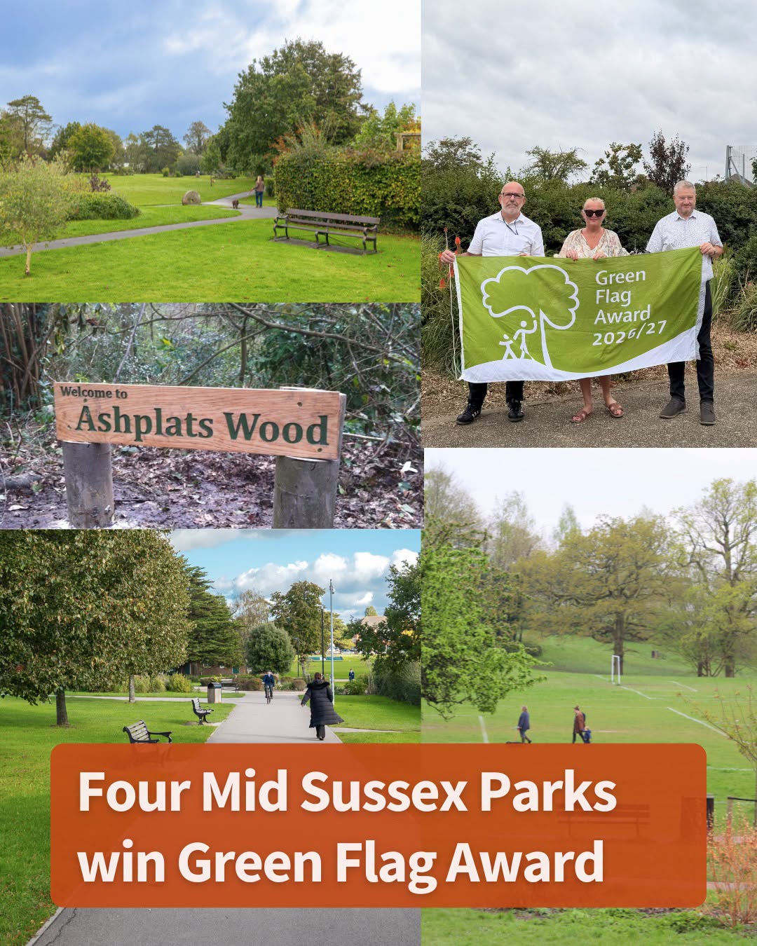 Four Mid Sussex District Council parks receive coveted Green Flag Award